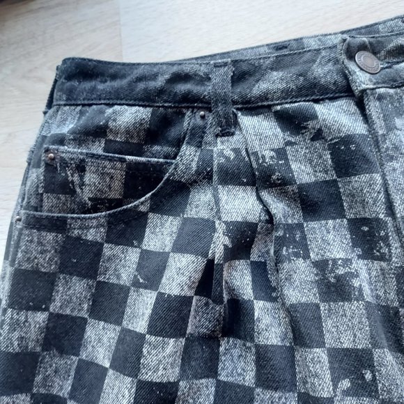 Marc Jacobs Checkboard High Rise Mom Jeans Front-Pleat Black Gray Women Sz.27 - Picture 4 of 11